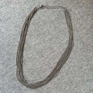 Silver Multi-Strand Necklace with Polished Finish
